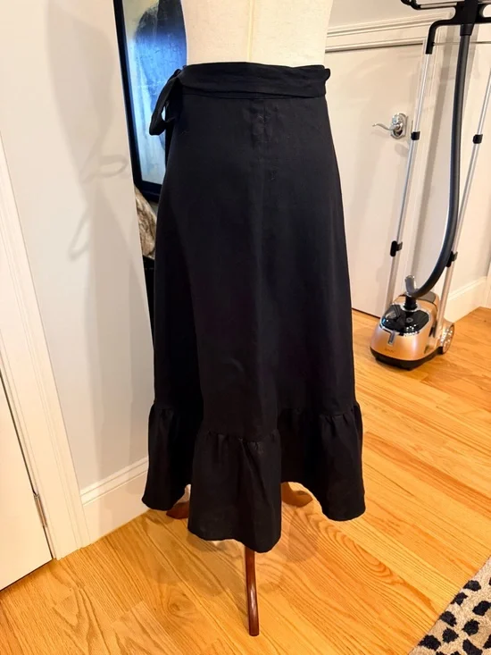 Reformation Black Linen Wrap Ruffle Skirt - Picture 11 of 15